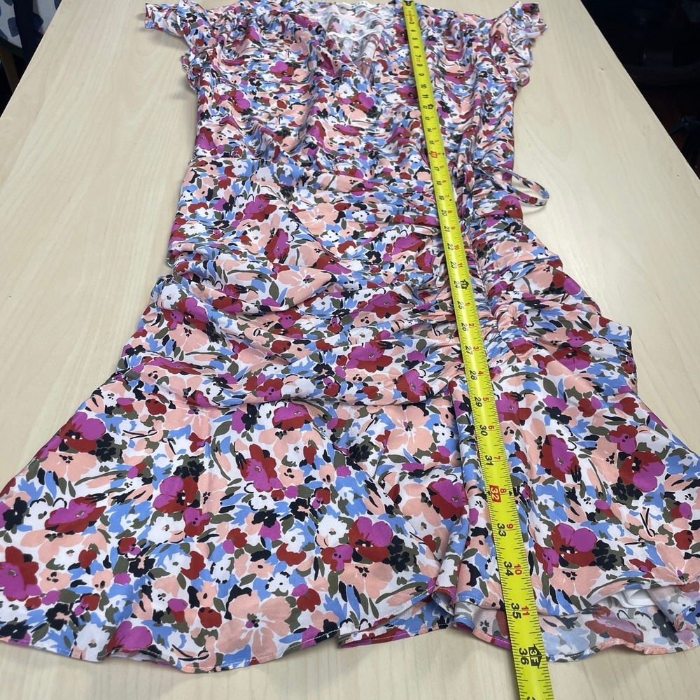 Veronica Beard Marla Ruched Floral Dress Short Flutter Sleeves Silk Blend Size 2 - Picture 14 of 14